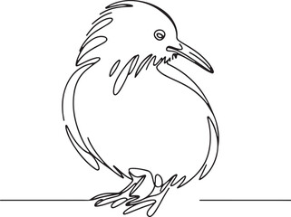 Minimalist Kiwi Bird Line Drawing Vector