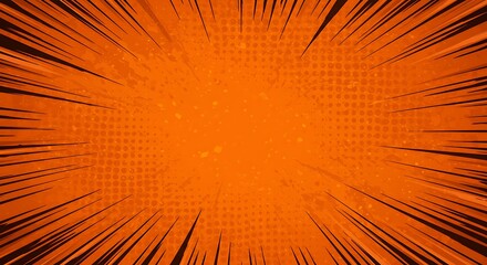Obraz premium Speed Lines Of Fury Crimson Radiance Orange Burst Energy Dynamic Comic Power A Blaze Of Motion Into The Orange Heart Fiery Comic Speed Sunburst Explosion Comic Book Intensity The Heart Of Action