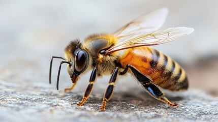Honeybee on rock, close-up