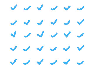 Minimal blue check mark pattern icon set