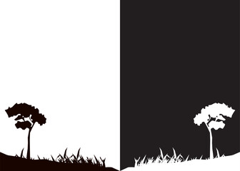 Black and white landscape of grassland