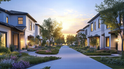 New residential development with spacious homes and lush greenery