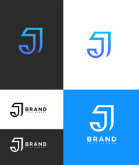 Modern Blue Gradient J Letter Logo Design Variations