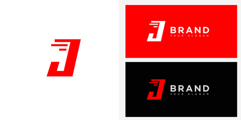 Fast Red Letter J Logo Design Brand Identity Template