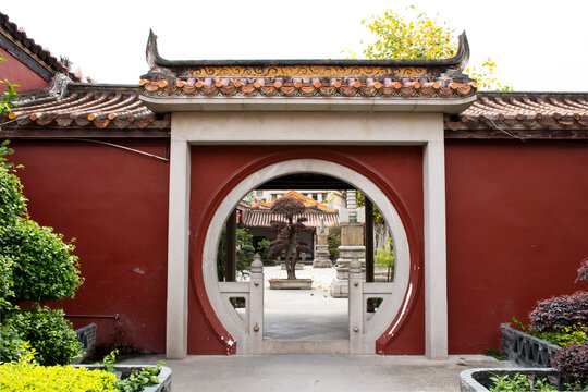 View landscape and decoration gardening chinese style of garden of Tian Tan park of Tiantan temple at Shantou town or Swatow city in Chaozhou, China