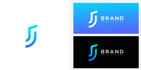 Modern Blue Gradient JJ Letter Logo Design Brand Identity