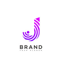 Purple J Letter Logo Design Brand Identity Visual