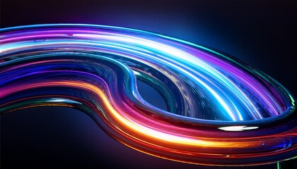 abstract liquid glass arcs glowing neon fractals