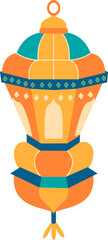 Ornate Hanging Lantern: Teal, Orange, and Gold Festive Design