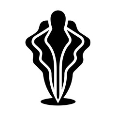 Black Silhouette Of Seaweed Marine Plant Isolated On White Background Underwater Nature