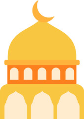 Golden Dome Mosque Icon: Flat Design Illustration