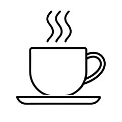 Simple Line Art Illustration Of Hot Cup Of Coffee Or Tea