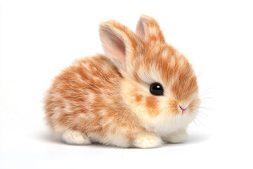 Fototapeta premium a small orange and white rabbit sitting on a white surface