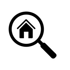 Home Search Concept With Magnifying Glass Isolated On White Background Vector Illustration
