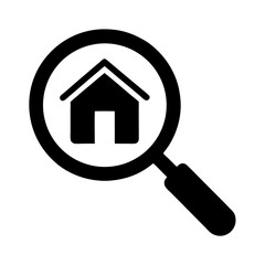 Home Search Icon Magnifying Glass For Real Estate Business Concept Vector