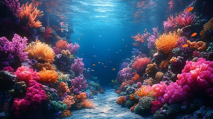 Naklejka premium Tropical ocean floor coral beauty high resolution wallpaper