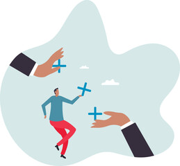 Forward positivity, growth mindset or success attitude, positive feedback, happiness or encourage people,.character for design.