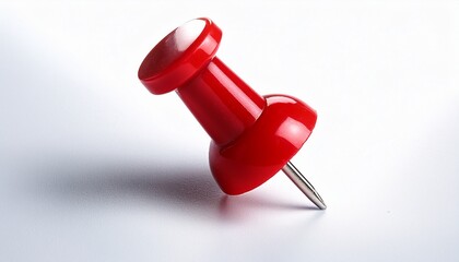 red drawing pin isolated on white transparent background