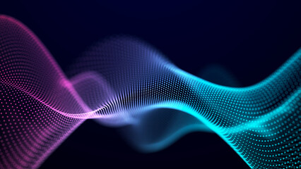 Futuristic sound flow wave. Equalizer for music. Data transfer. 3D rendering.