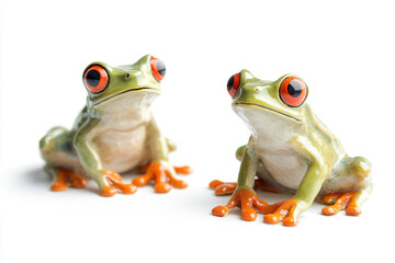 Obraz premium two figurines of frogs sitting on a white surface