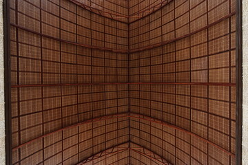 curved ceiling made from wooden plank