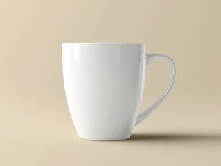 Minimalist White Coffee Mug on Simple Background, Perfect for Mockup