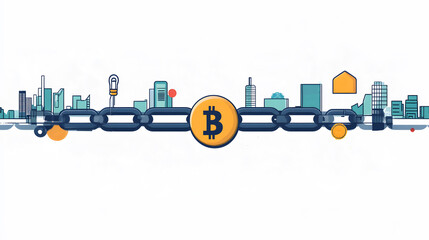 blockchain concept with simplified characters, flat vector