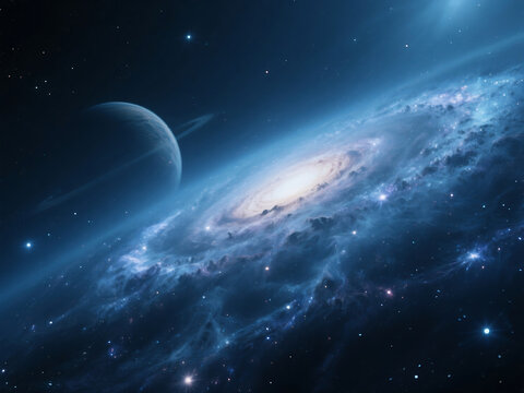 Vibrant Cosmic Entity Floating in Majestic Galaxy with Swirling Nebula and Distant Stars. Abstract Concept of Universe Exploration, Astronomy, Celestial Bodies, and Astral Phenomena in Deep Space.