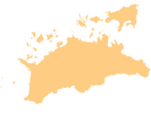 香川県　地図　黄色　イラスト