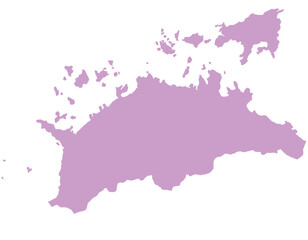 香川県　地図　紫　イラスト