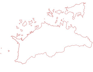 香川県　地図　白　イラスト