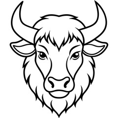 One-Line Bison Vector Design