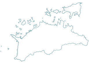 香川県　地図　白　イラスト