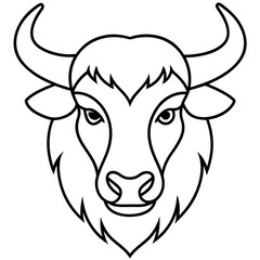 One-Line Bison Vector Design