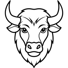One-Line Bison Vector Design