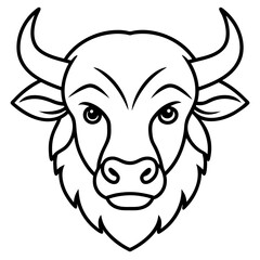 One-Line Bison Vector Design