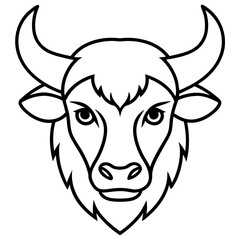 One-Line Bison Vector Design