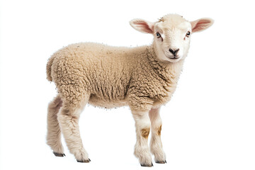 Fototapeta premium a sheep standing on a white surface with a white background