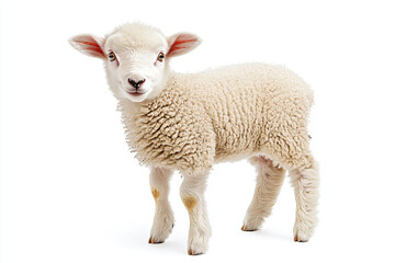 Fototapeta premium a sheep standing on a white surface with a white background
