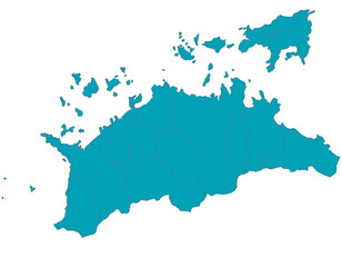 香川県　地図　グリーン　イラスト