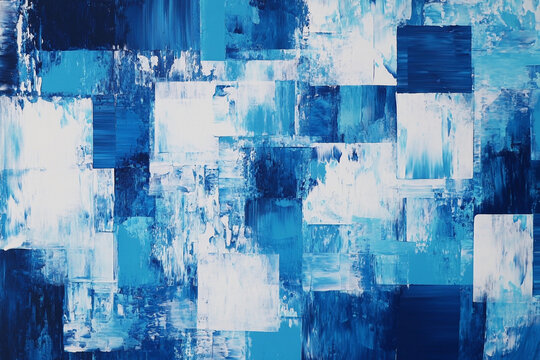 Casual Grid &ndash; Blue & White Acrylic Background Painting