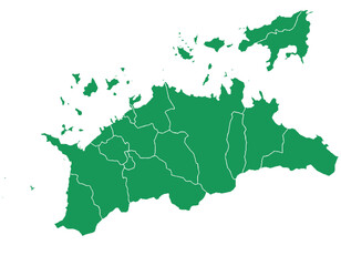 香川県 地図 グリーン イラスト