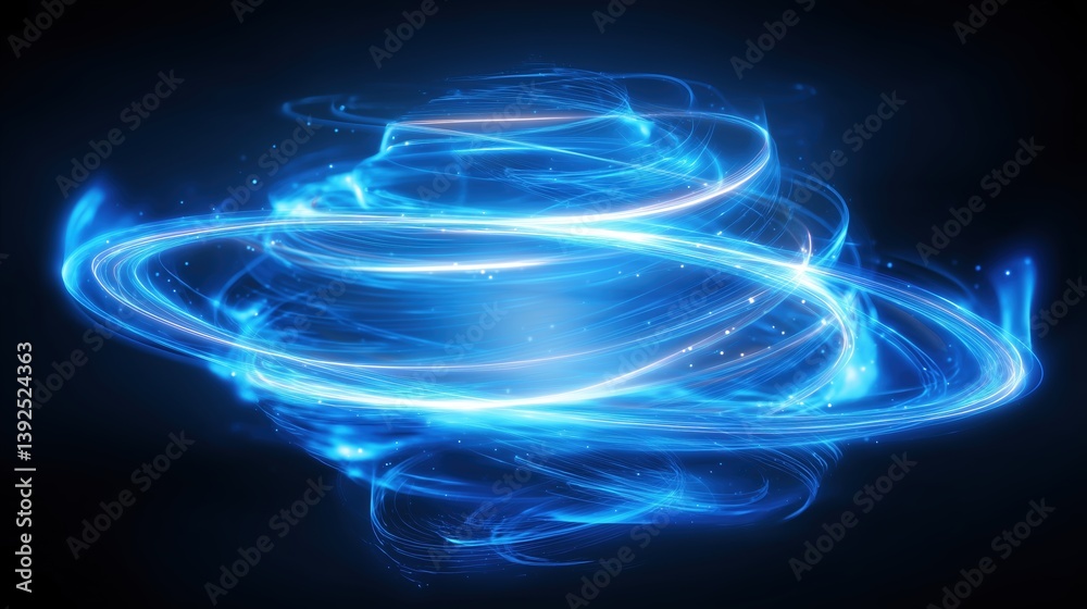Leinwandbilder abstract glowing blue light effect with swirling ring on dark background, vector illustration of ova