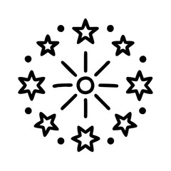 Outline fireworks stars and dots vector design for celebration new year and holiday event graphic element