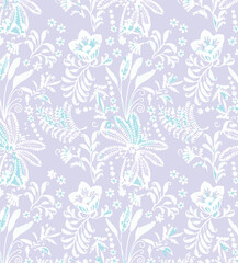 Exotic hand drawn flowers, seamless patterns with floral for fabric, textiles, clothing, wrapping paper, cover, banner, home decor, abstract backgrounds.