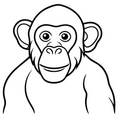 One-Line Chimpanzee Vector Design