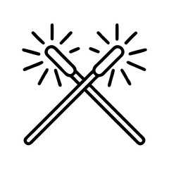 Sparklers crossed icon vector illustration, celebration holiday festive party new year christmas firework design