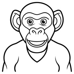 One-Line Chimpanzee Vector Design