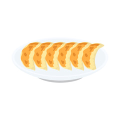 焼き餃子。フラットなベクターイラスト。
Fried gyoza. Flat vector illustration.