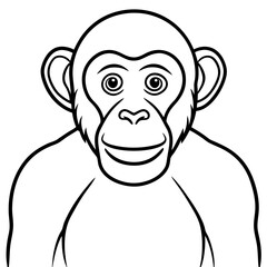 One-Line Chimpanzee Vector Design